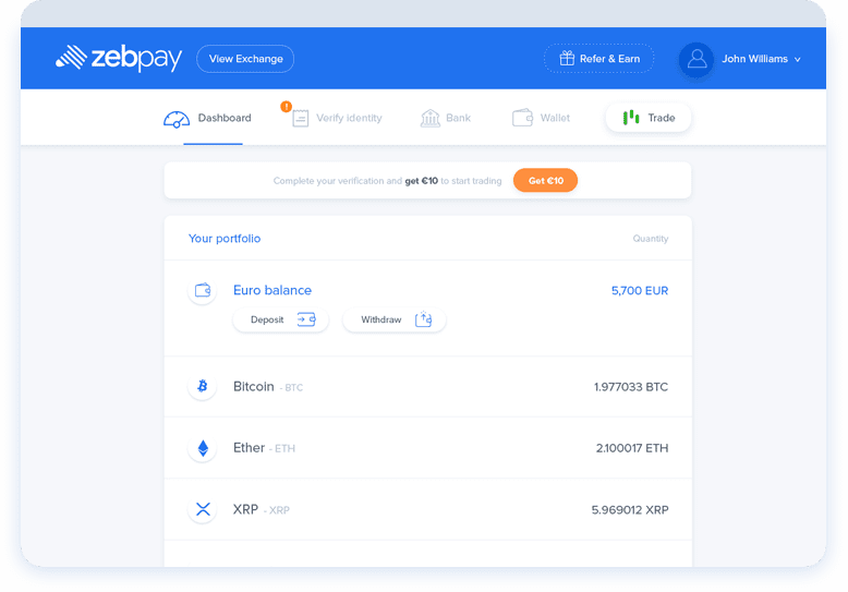 Zebpay easy to use platform